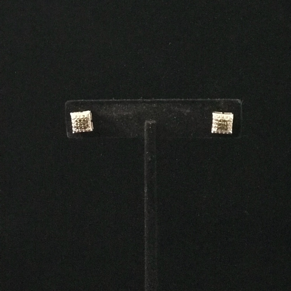 Sterling Silver Square Crystal Earrings